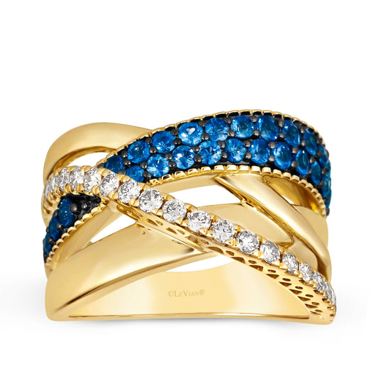 Le Vian Blueberry Sapphire & 1/2 ct. tw. Vanilla Diamond Crossover Ring in 14K Honey Gold