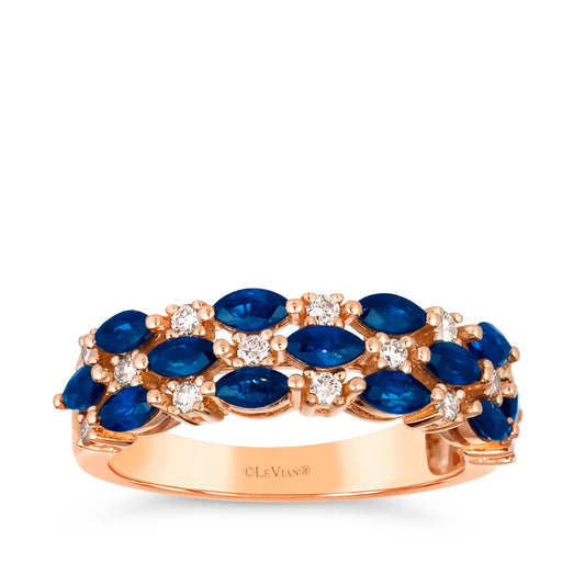 Le Vian Marquise Sapphire & 1/4 ct. tw. Nude Diamond Multi-Row Ring in 14K Strawberry Gold
