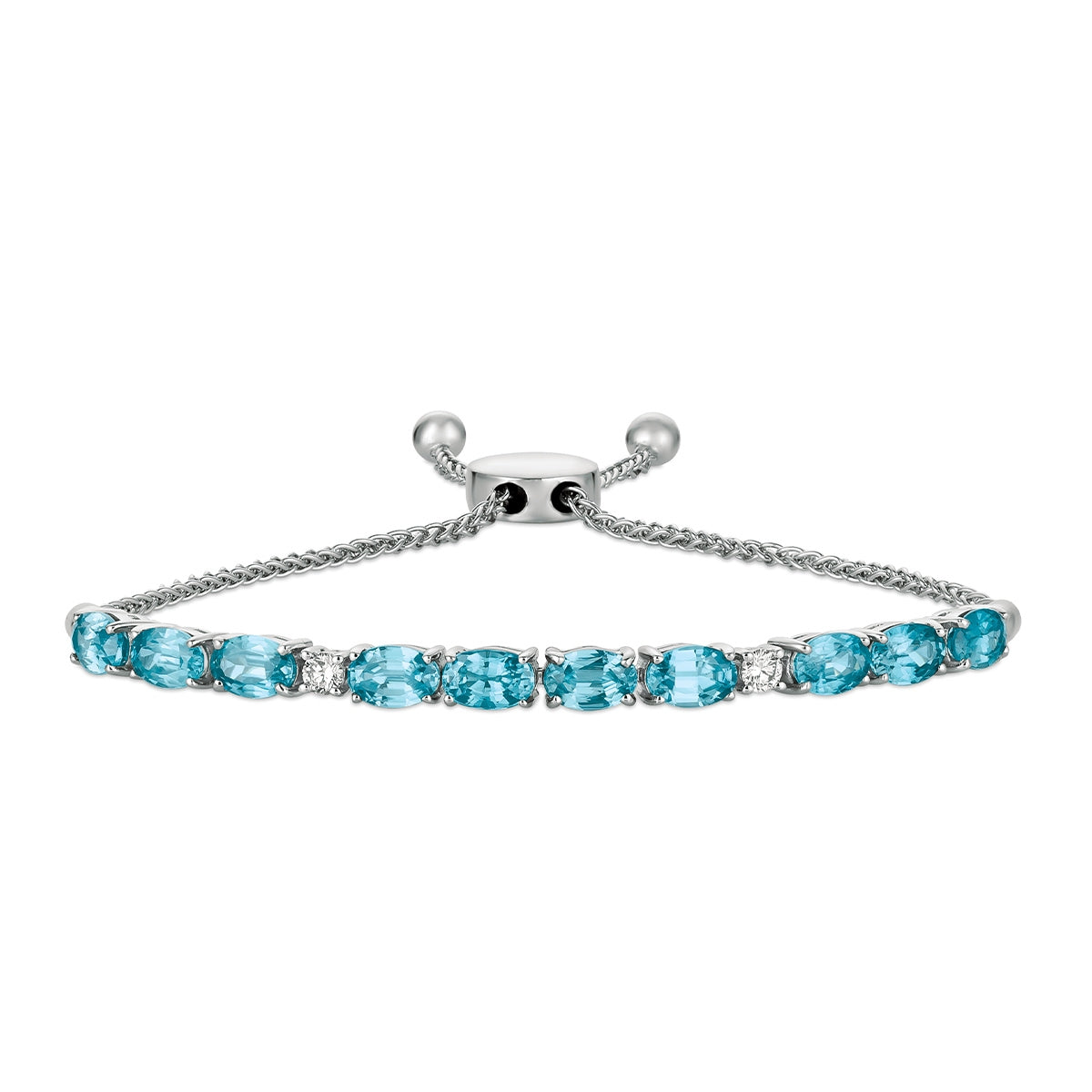 Le Vian Oval Blueberry Zircon & 1/6 ct. tw. Vanilla Diamond Bolo Bracelet in 14K Vanilla Gold