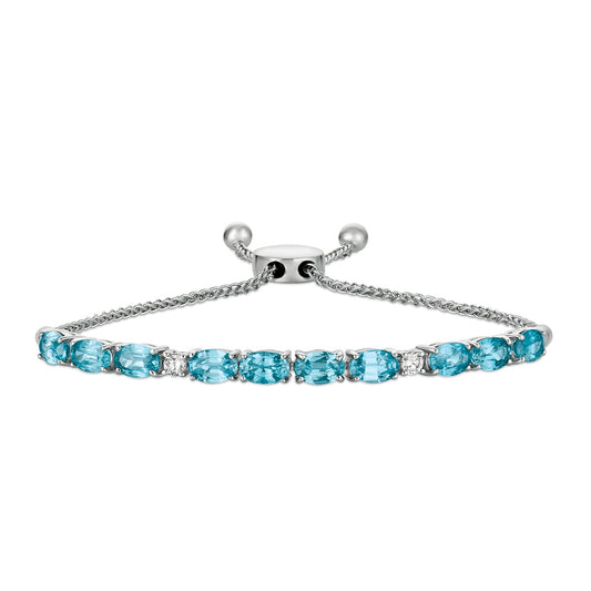 Le Vian Oval Blueberry Zircon & 1/6 ct. tw. Vanilla Diamond Bolo Bracelet in 14K Vanilla Gold