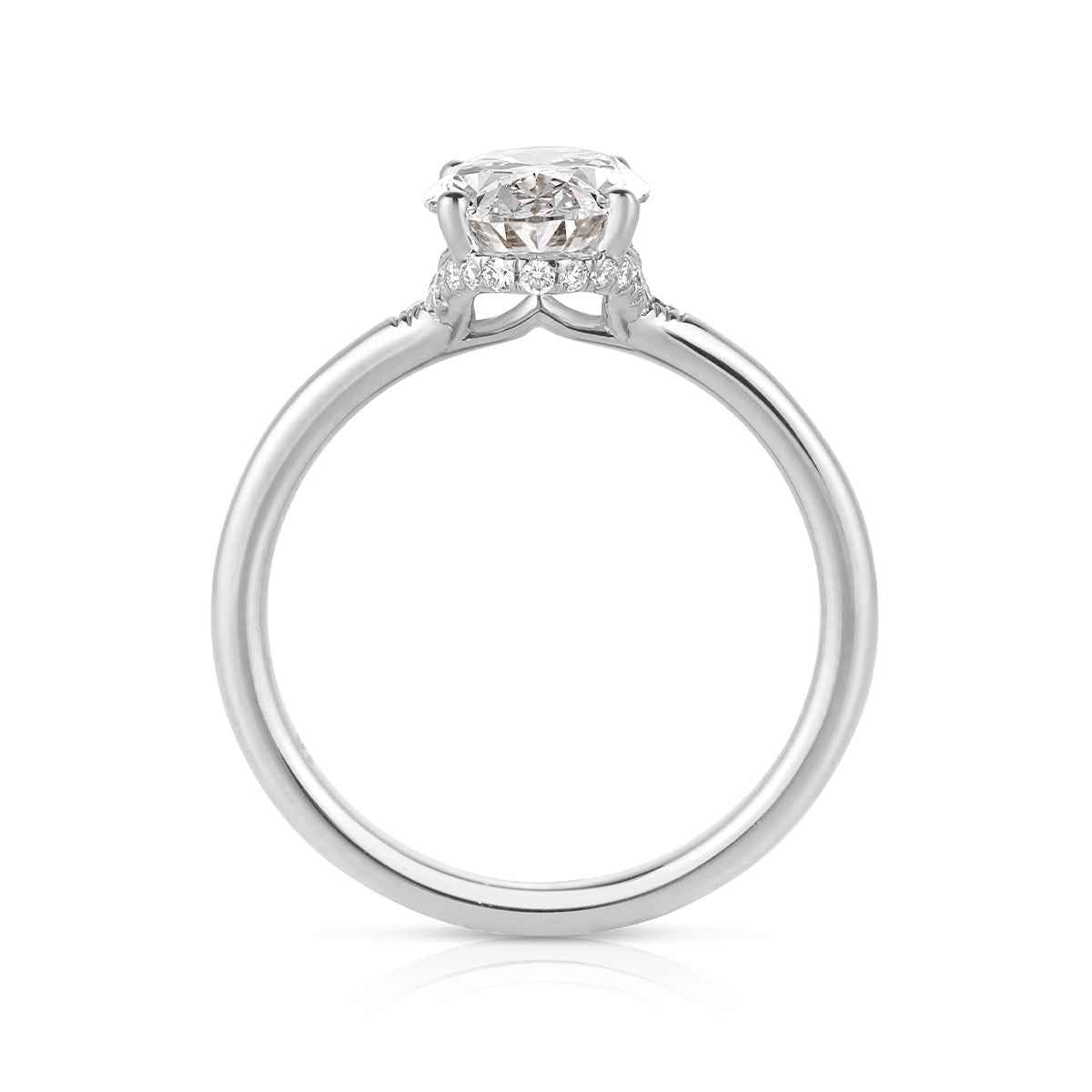 Adamante 4-1/2 ct. tw. Lab-Grown Oval Diamond Hidden Halo Engagement Ring in 14K White Gold front view