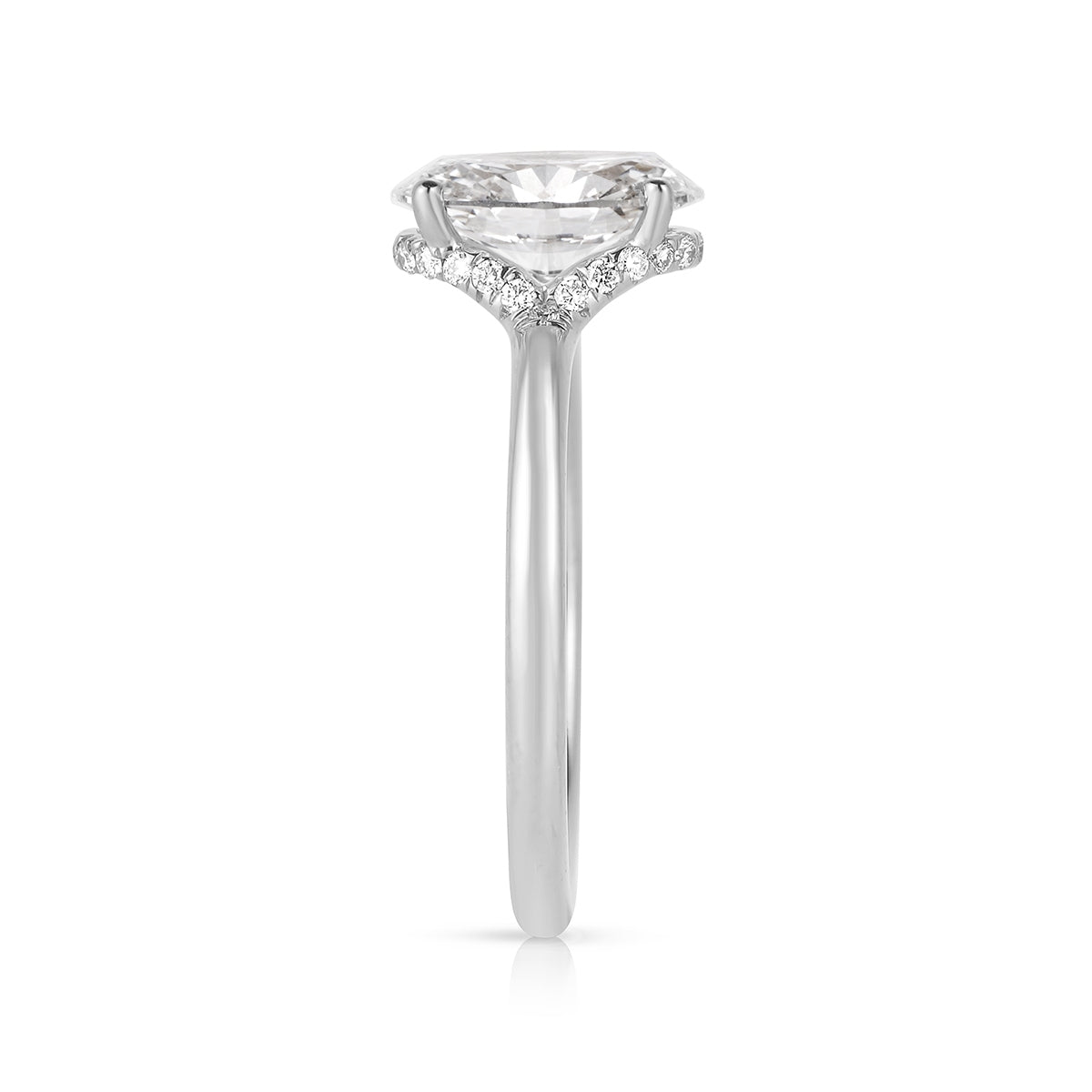Adamante 4-1/2 ct. tw. Lab-Grown Oval Diamond Hidden Halo Engagement Ring in 14K White Gold close-up detail
