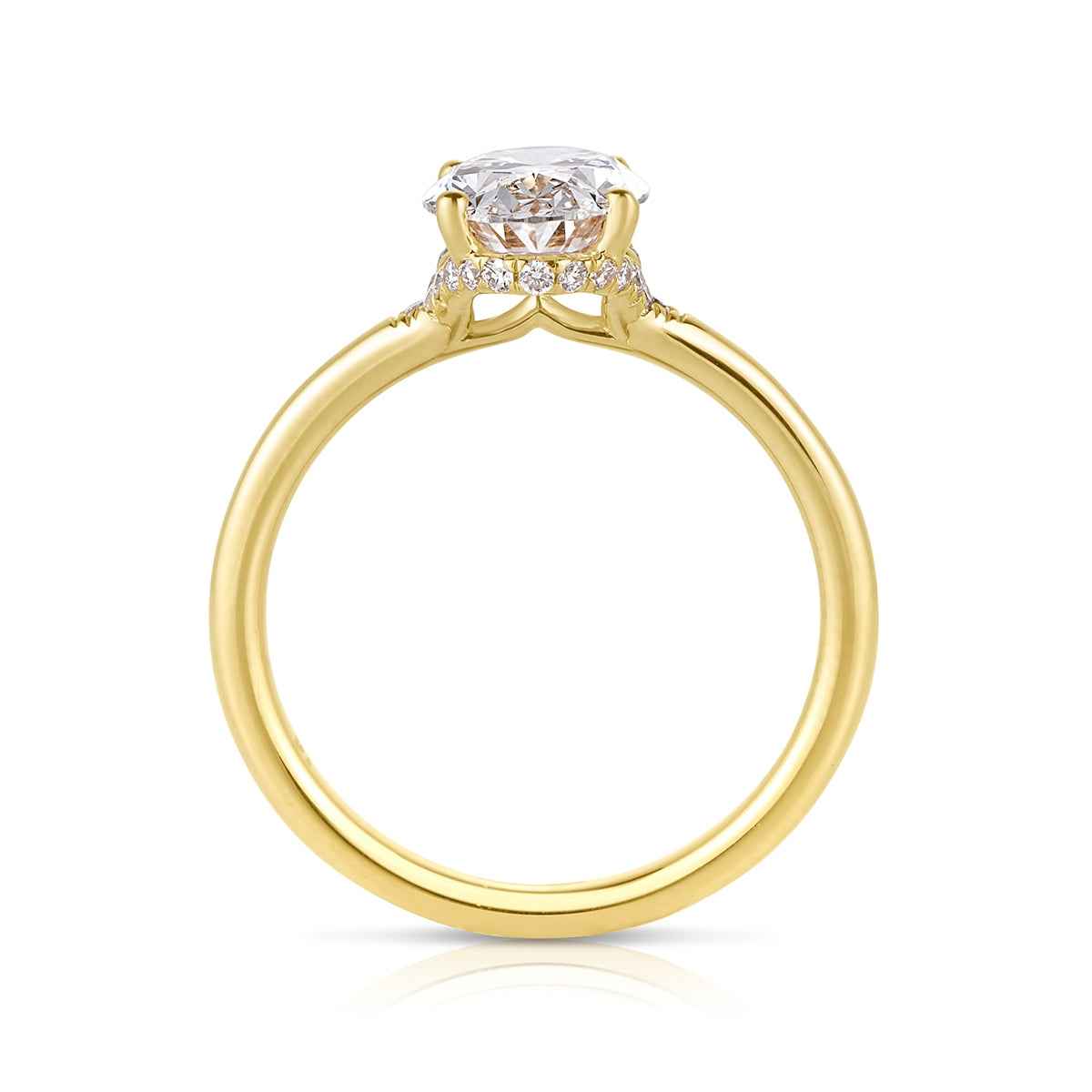 Adamante 4-1/3 ct. tw. Lab-Grown Oval Diamond Hidden Halo Engagement Ring in 14K Yellow Gold front view