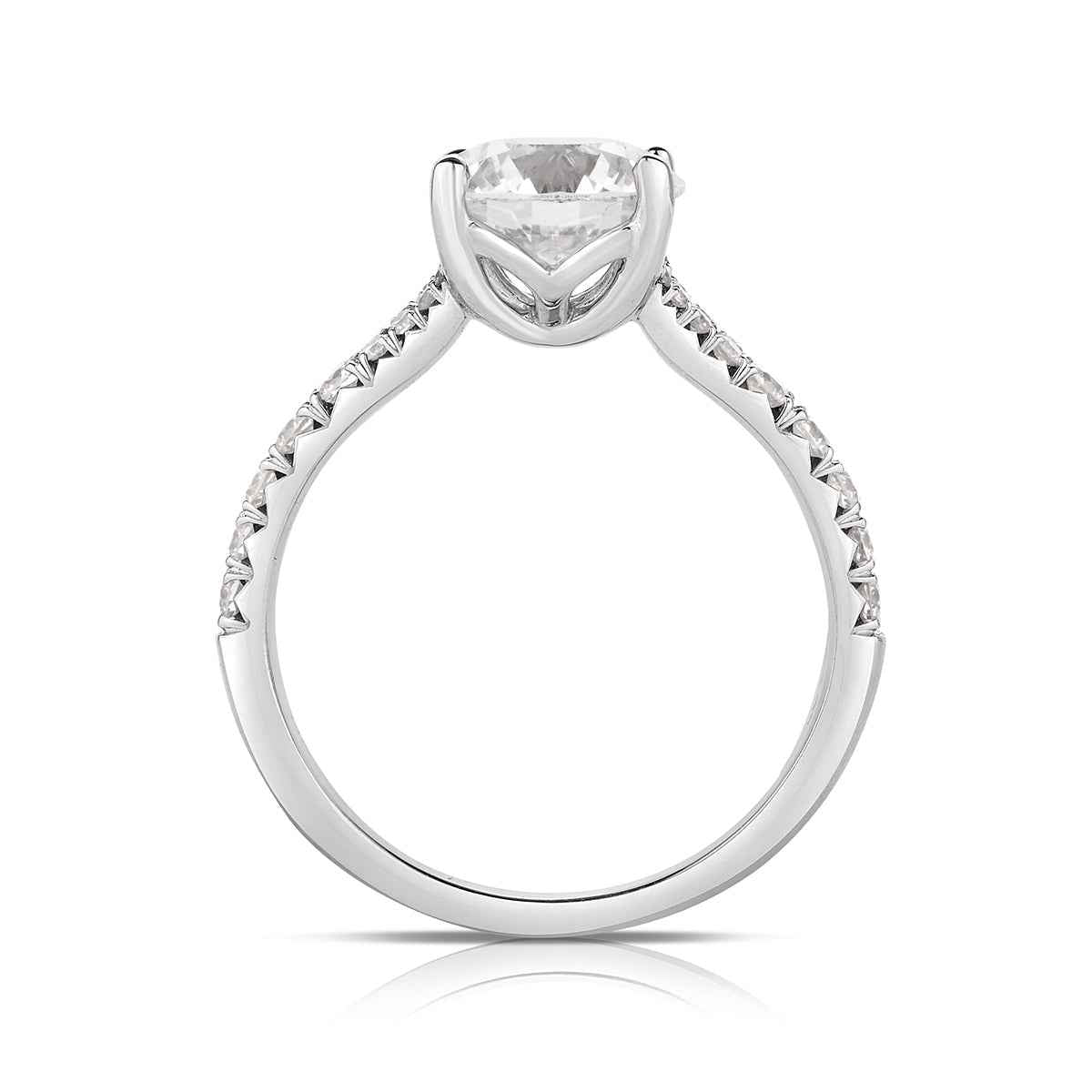 Adamante 1-7/8 ct. tw. Lab-Grown Oval Diamond Split Shank Engagement Ring in 14K White Gold front view