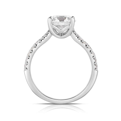 Adamante 1-7/8 ct. tw. Lab-Grown Oval Diamond Split Shank Engagement Ring in 14K White Gold front view
