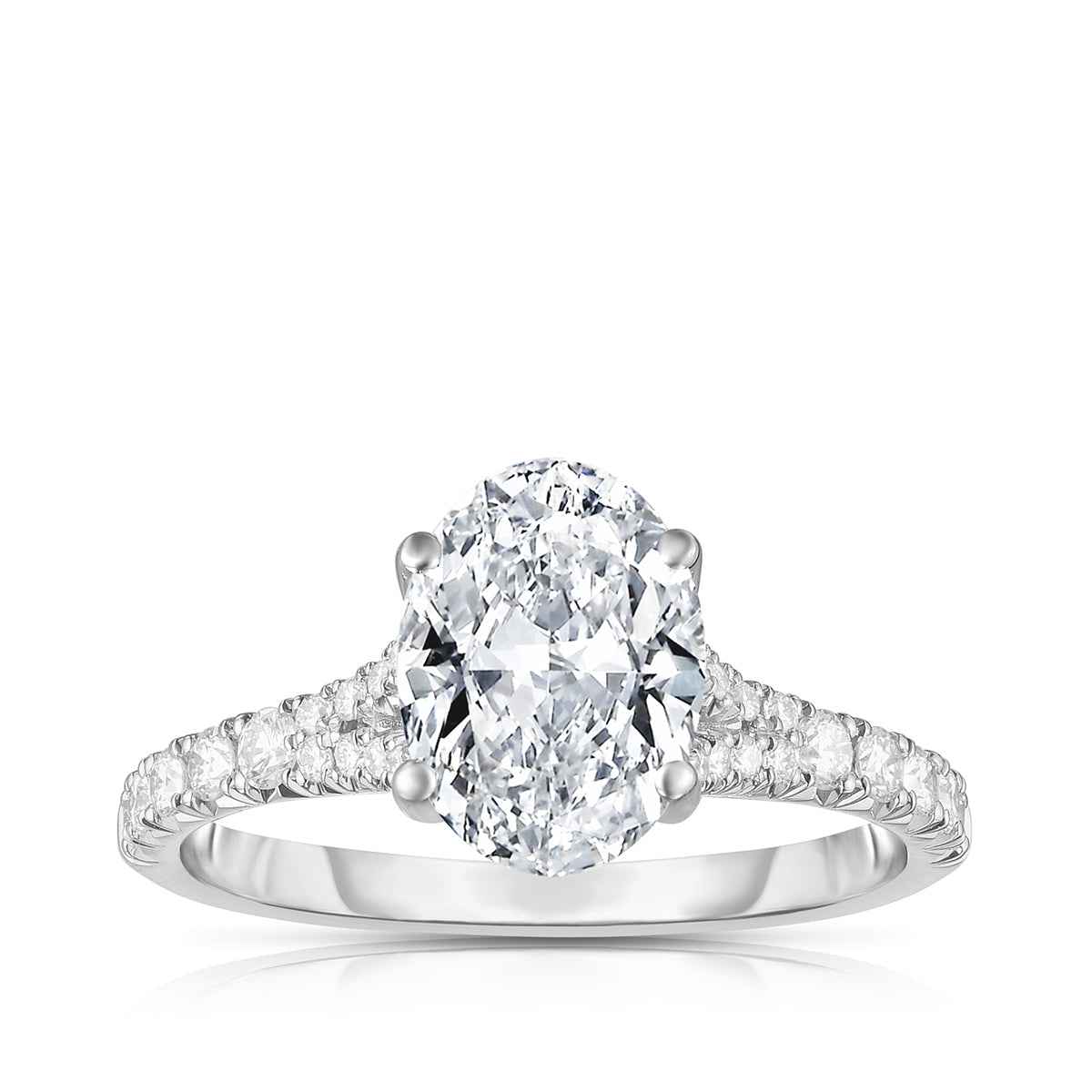 Adamante 1-7/8 ct. tw. Lab-Grown Oval Diamond Split Shank Engagement Ring in 14K White Gold