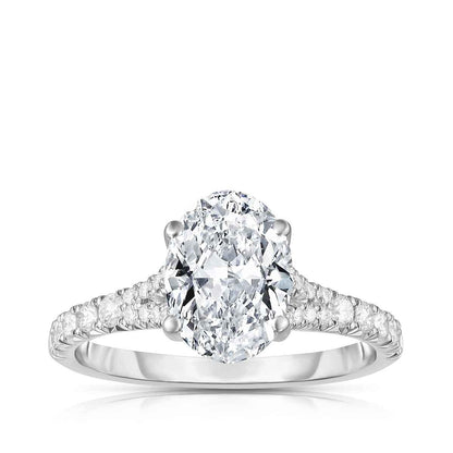 Adamante 1-7/8 ct. tw. Lab-Grown Oval Diamond Split Shank Engagement Ring in 14K White Gold