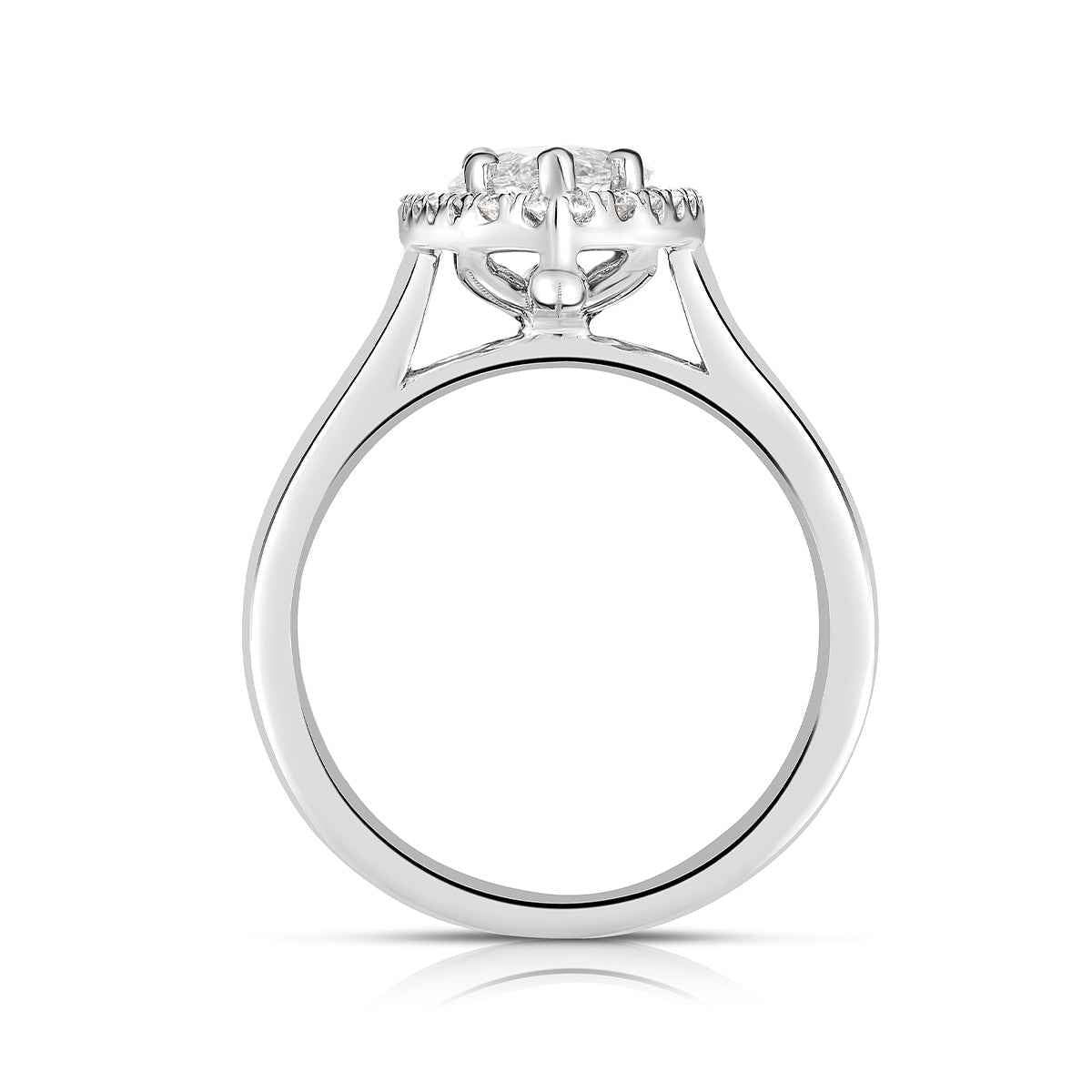 Adamante 2-1/3 ct. tw. Lab-Grown Marquise Diamond Halo Engagement Ring in 14K White Gold front view