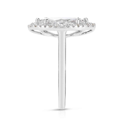 Adamante 2-1/3 ct. tw. Lab-Grown Marquise Diamond Halo Engagement Ring in 14K White Gold close-up detail
