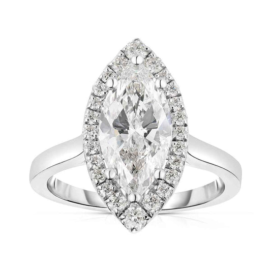 Adamante 2-1/3 ct. tw. Lab-Grown Marquise Diamond Halo Engagement Ring in 14K White Gold