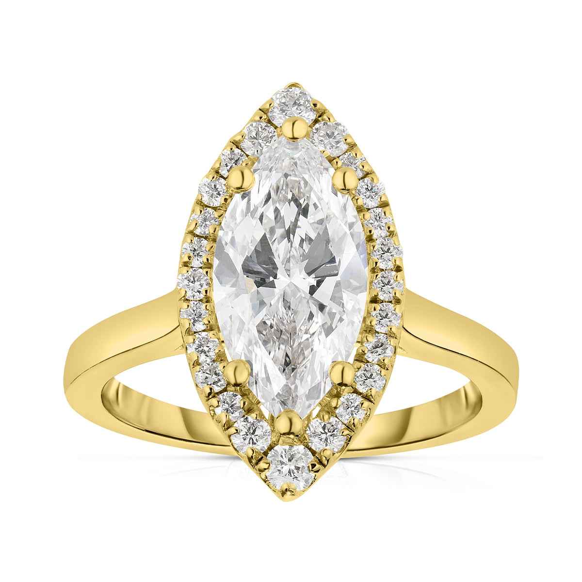 Adamante 2-1/3 ct. tw. Lab-Grown Marquise Diamond Halo Engagement Ring in 14K Yellow Gold