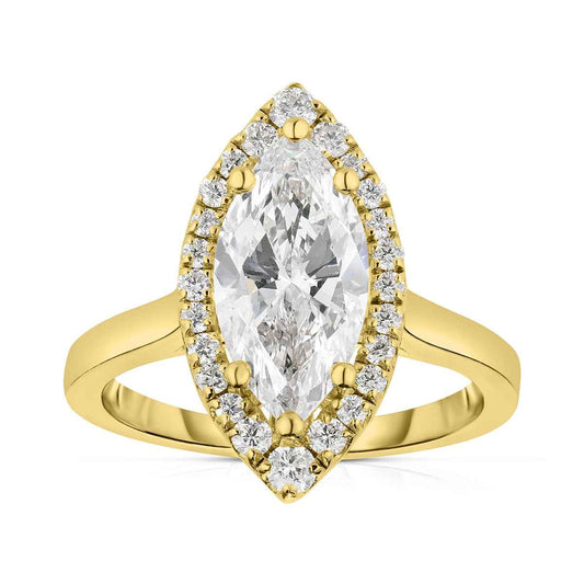 Adamante 2-1/3 ct. tw. Lab-Grown Marquise Diamond Halo Engagement Ring in 14K Yellow Gold