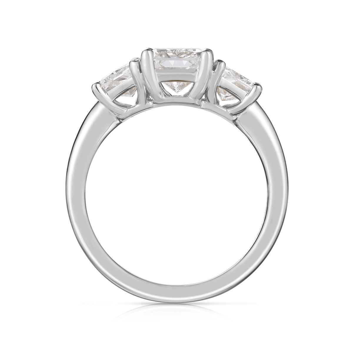 Adamante 3-1/4 ct. tw. Lab-Grown Radiant Cut 3-Stone Diamond Engagement Ring in 14K White Gold front view