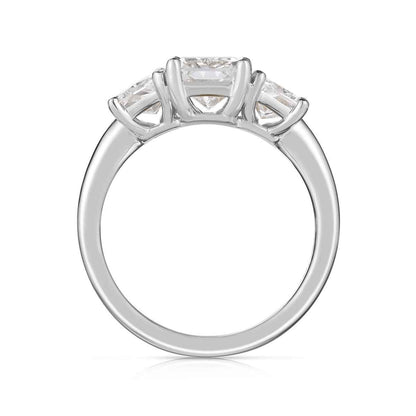 Adamante 3-1/4 ct. tw. Lab-Grown Radiant Cut 3-Stone Diamond Engagement Ring in 14K White Gold front view