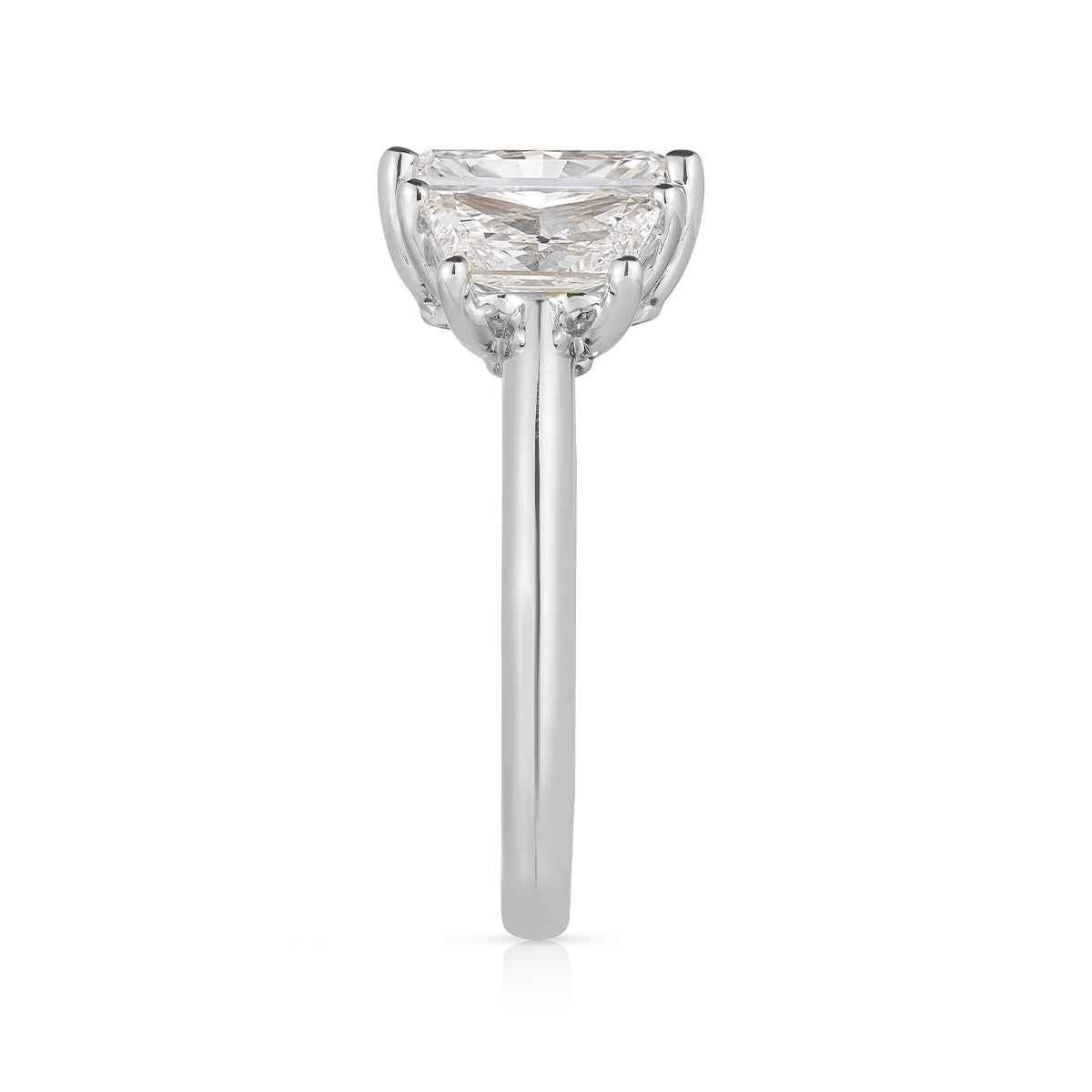 Adamante 3-1/4 ct. tw. Lab-Grown Radiant Cut 3-Stone Diamond Engagement Ring in 14K White Gold close-up detail