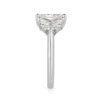 Adamante 3-1/4 ct. tw. Lab-Grown Radiant Cut 3-Stone Diamond Engagement Ring in 14K White Gold close-up detail