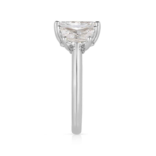 Adamante 3-1/4 ct. tw. Lab-Grown Radiant Cut 3-Stone Diamond Engagement Ring in 14K White Gold close-up detail