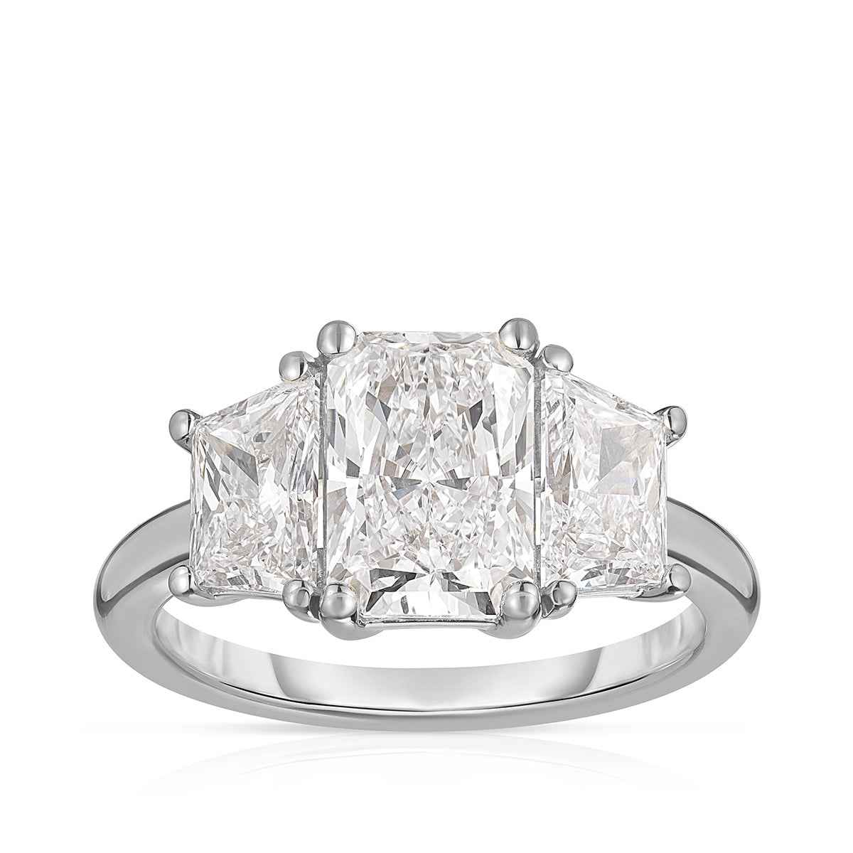 Adamante 3-1/4 ct. tw. Lab-Grown Radiant Cut 3-Stone Diamond Engagement Ring in 14K White Gold