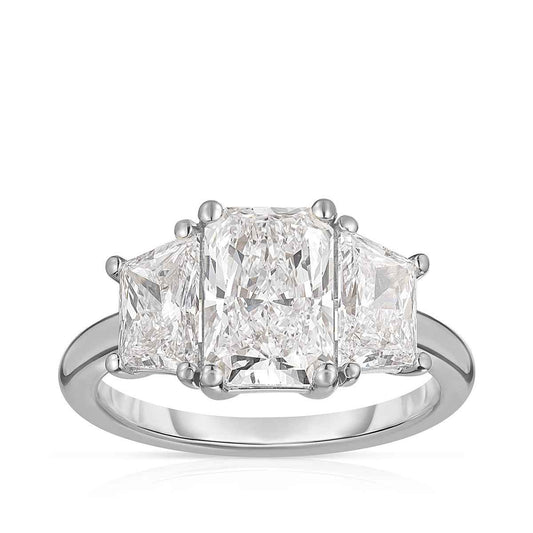 Adamante 3-1/4 ct. tw. Lab-Grown Radiant Cut 3-Stone Diamond Engagement Ring in 14K White Gold