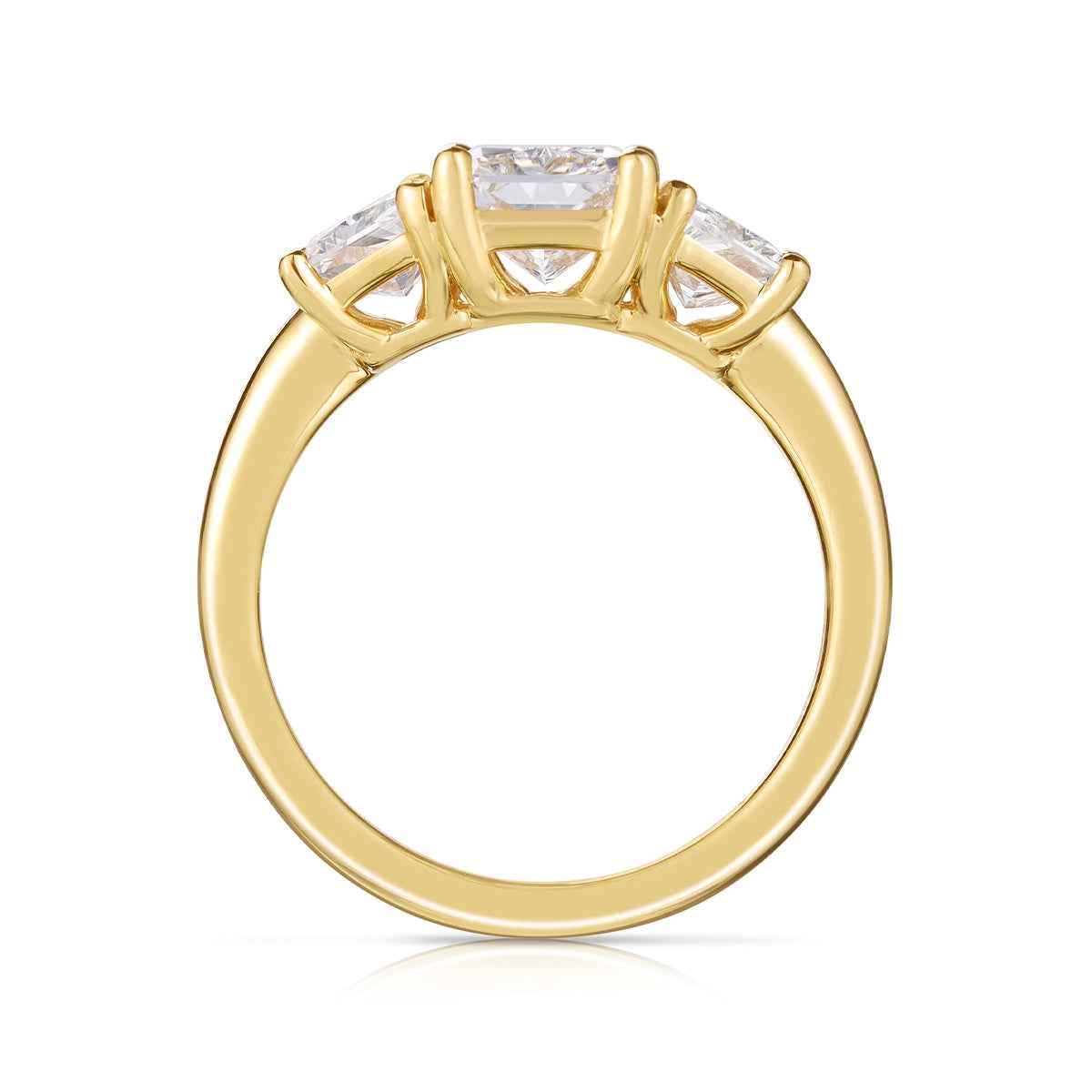 Adamante 3-1/4 ct. tw. Lab-Grown Radiant Cut 3-Stone Diamond Engagement Ring in 14K Yellow Gold front view