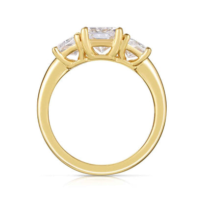 Adamante 3-1/4 ct. tw. Lab-Grown Radiant Cut 3-Stone Diamond Engagement Ring in 14K Yellow Gold front view