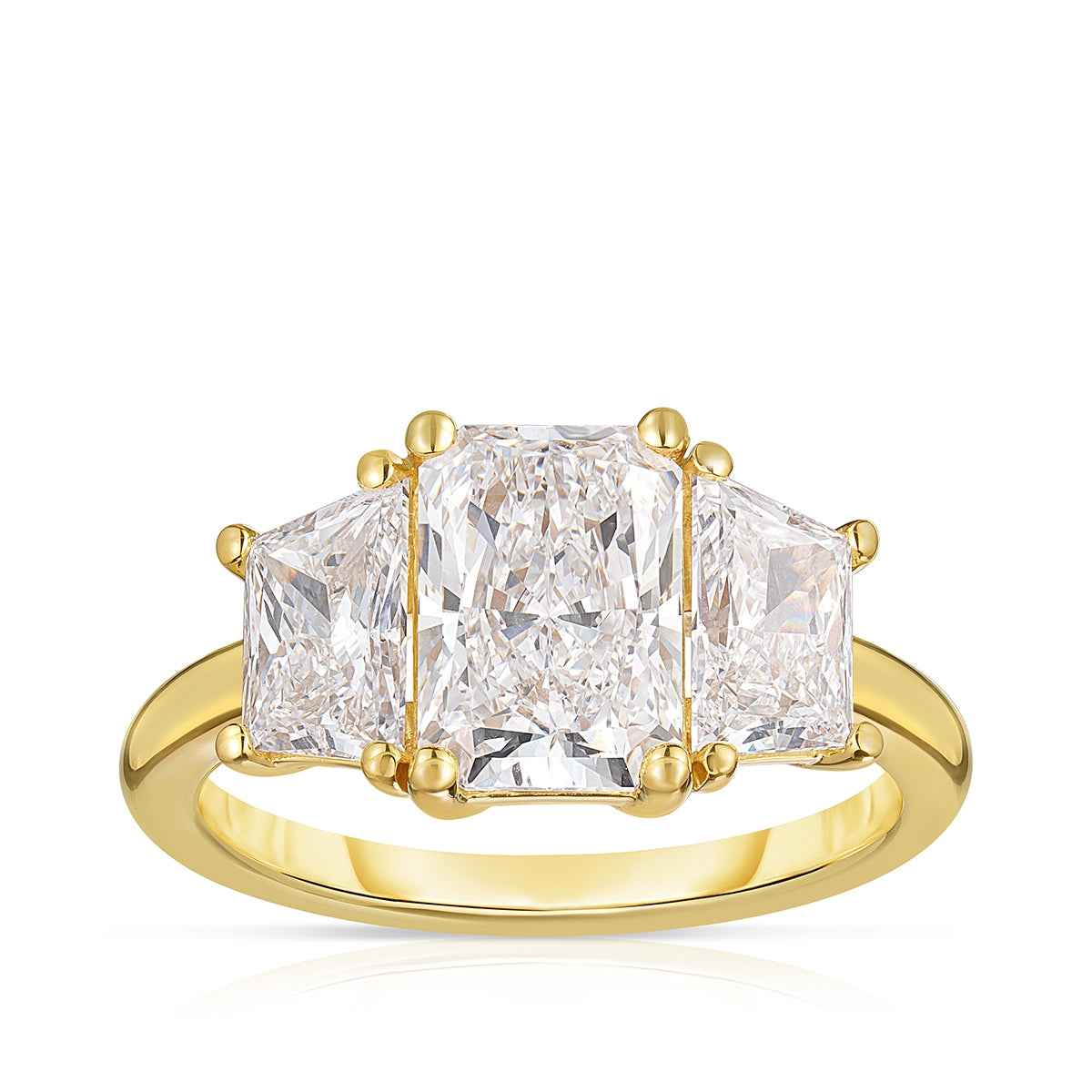 Adamante 3-1/4 ct. tw. Lab-Grown Radiant Cut 3-Stone Diamond Engagement Ring in 14K Yellow Gold