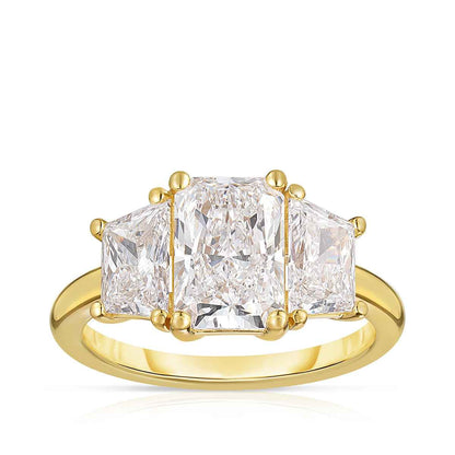 Adamante 3-1/4 ct. tw. Lab-Grown Radiant Cut 3-Stone Diamond Engagement Ring in 14K Yellow Gold