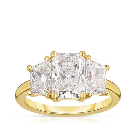 Adamante 3-1/4 ct. tw. Lab-Grown Radiant Cut 3-Stone Diamond Engagement Ring in 14K Yellow Gold