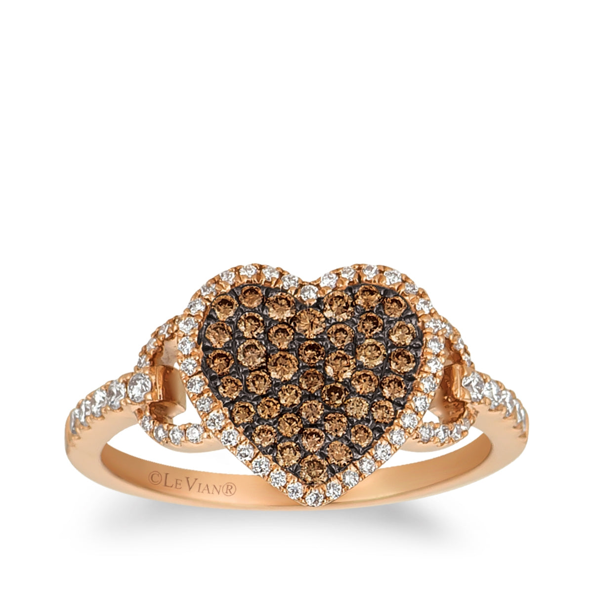 Le Vian 1/2 ct. tw. Chocolate & Vanilla Diamond Pave Heart Ring in 14K Strawberry Gold