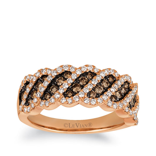 Le Vian 7/8 ct. tw. Chocolate & Vanilla Diamond Ring in 14K Strawberry Gold