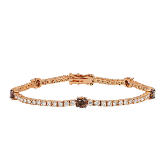 Le Vian 3-1/2 ct. tw. Vanilla & Chocolate Diamond Tennis Bracelet in 14k Strawberry Gold