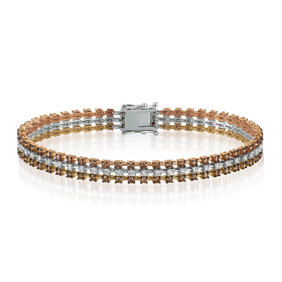 Le Vian 3-9/10 ct. tw. Chocolate & Vanilla Diamond Multi-Row Tennis Bracelet in 14K Tri-Tone Gold