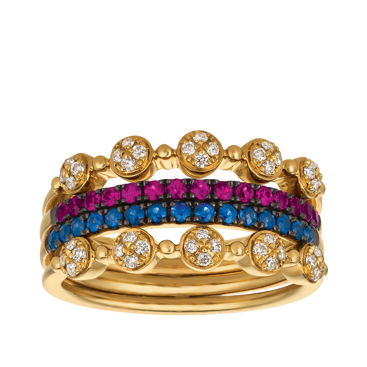 Le Vian Bubblegum Pink & Blueberry Sapphire & 1/5 ct. tw. Vanilla Diamond Ring in 14K Honey Gold