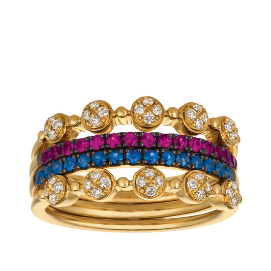 Le Vian Bubblegum Pink & Blueberry Sapphire & 1/5 ct. tw. Vanilla Diamond Ring in 14K Honey Gold
