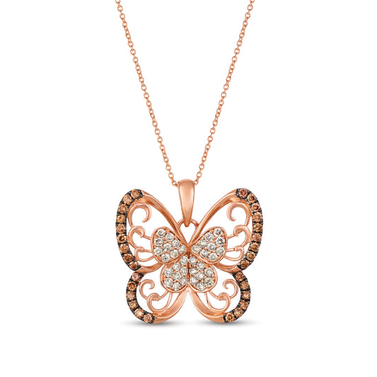 Le Vian 1-1/8 ct. tw. Chocolate & Nude Diamond Butterfly Pendant in 14K Strawberry Gold