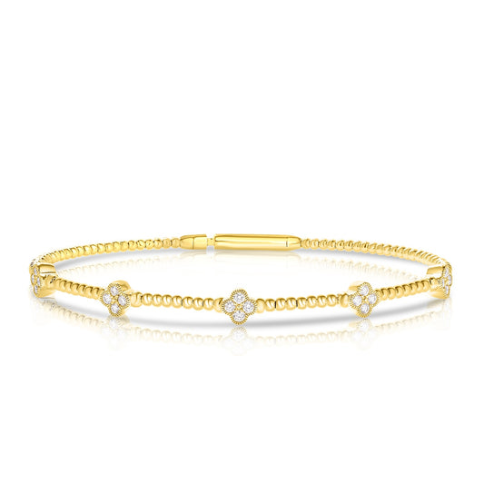 Demi Fine 1/3 ct. tw. Diamond Quatrefoil Flex Bangle Bracelet in 14K Yellow Gold