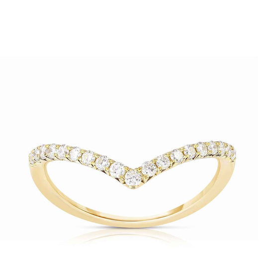 1/2 ct. tw. Diamond Contour Chevron Anniversary Ring in 14K Yellow Gold