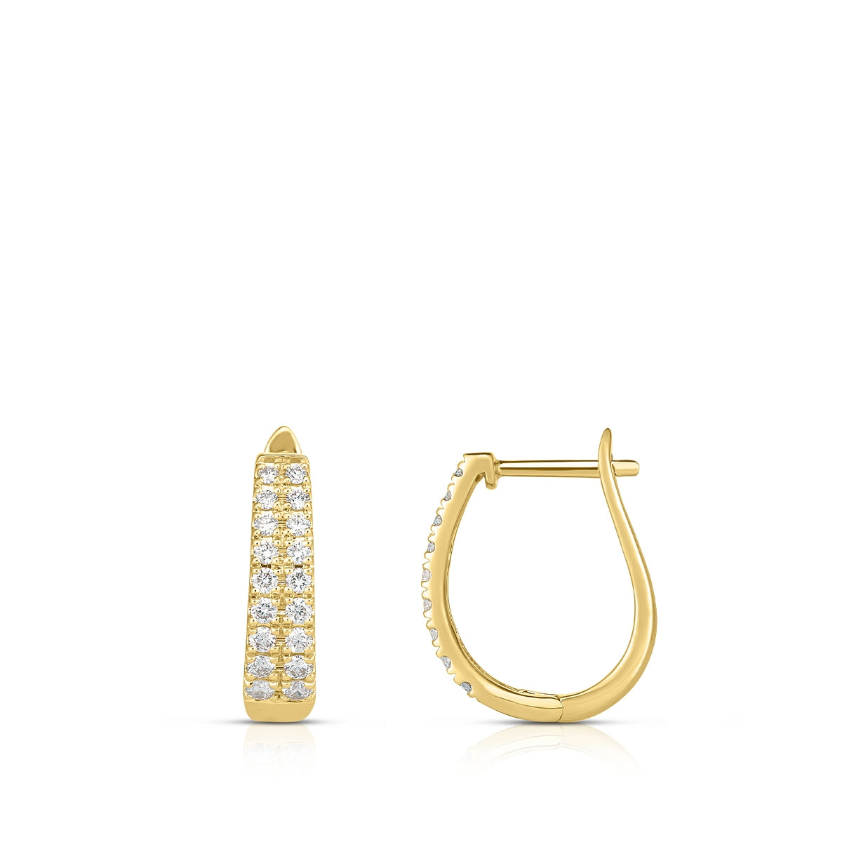 1/2 ct. tw. Diamond Double Row Hoop Earring in 14K Yellow Gold