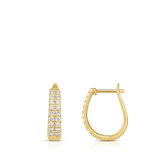 1/2 ct. tw. Diamond Double Row Hoop Earring in 14K Yellow Gold