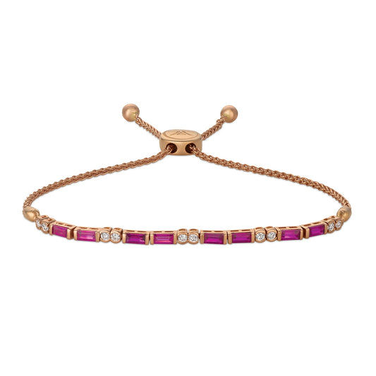 Le Vian Baguette Passion Ruby & 1/4 ct. tw. Vanilla Diamond Bolo Bracelet in 14K Strawberry Gold
