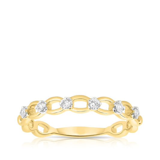 Perfect Match 1/10 ct. tw. Diamond Paperclip Stackable Ring in 14K Yellow Gold