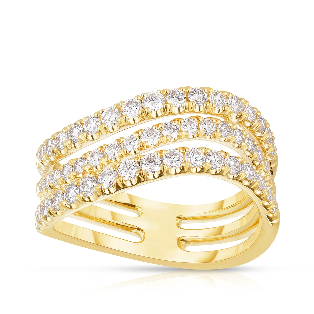 7/8 ct. tw. Diamond Multi-Row Ring in 14K Yellow Gold