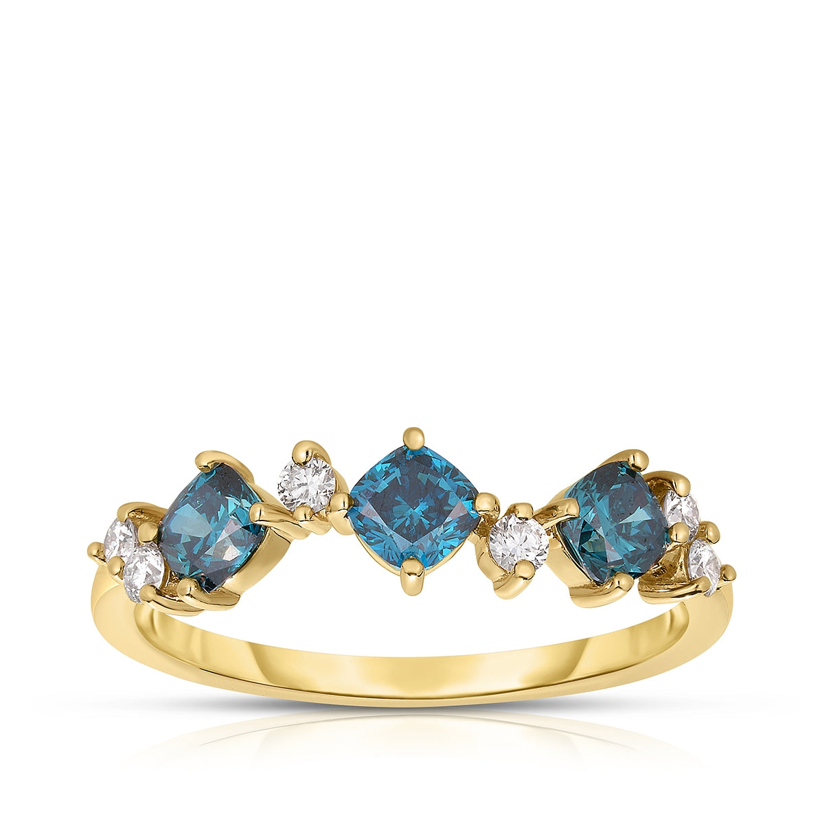 9/10 ct. tw. Treated Blue & White Diamond Ring in 14K Yellow Gold
