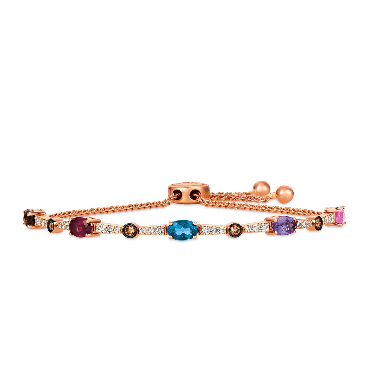 Le Vian Oval Multi Gemstone & 5/8 ct. tw. Nude & Chocolate Diamond Bolo Bracelet in 14K Strawberry Gold
