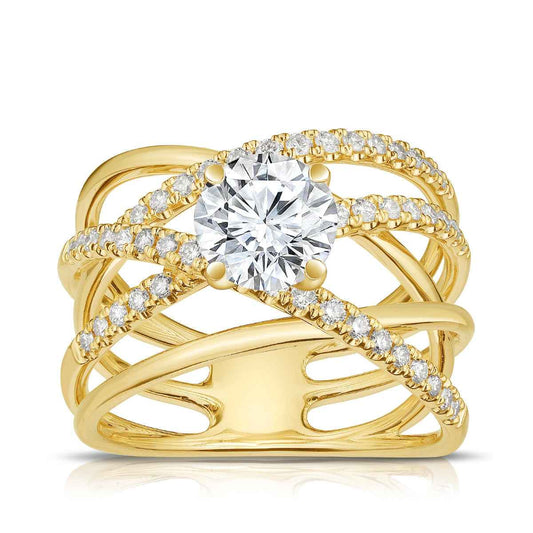 1/2 ct. tw. Diamond Orbit Semi-Mount Engagement Ring in 14K Yellow Gold