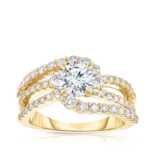 1 ct. tw. Diamond Crossover Semi-Mount Engagement Ring in 14K Yellow Gold