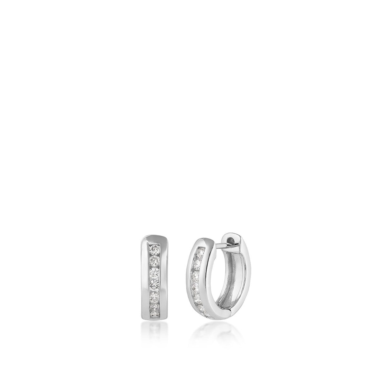 1/4 ct. tw. Diamond Channel Huggie Hoop Earrings in 14K White Gold