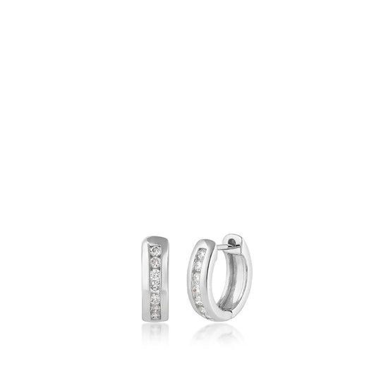 1/4 ct. tw. Diamond Channel Huggie Hoop Earrings in 14K White Gold