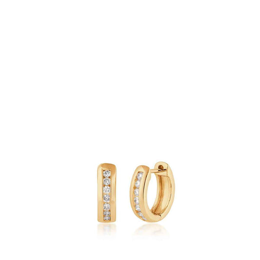 1/4 ct. tw. Diamond Channel Huggie Hoop Earrings in 14K Yellow Gold