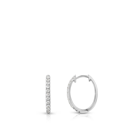 1/3 ct. tw. Diamond Oval Hoop Earrings in 14K White Gold
